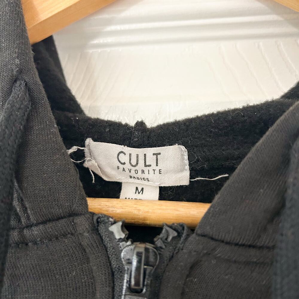 Cult Favorite Black Cropped Zip Hoodie Sweatshirt Women’s Size Medium Euc — image 3 of 5
